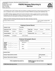 Form PSRS-1299 Psers Retirees Returning to Service - Pennsylvania, Page 2