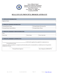 Document preview: Real Estate Principal Broker Affidavit - Rhode Island