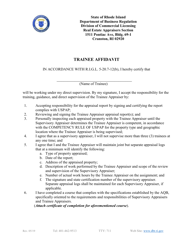 Trainee Affidavit - Rhode Island