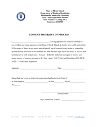 Document preview: Consent to Service of Process - Rhode Island