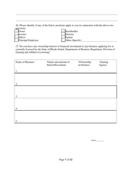Rhode Island Supplemental Form to the Multi Jurisdictional Personal History Disclosure Form - Rhode Island, Page 7