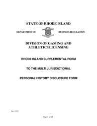 Document preview: Rhode Island Supplemental Form to the Multi Jurisdictional Personal History Disclosure Form - Rhode Island