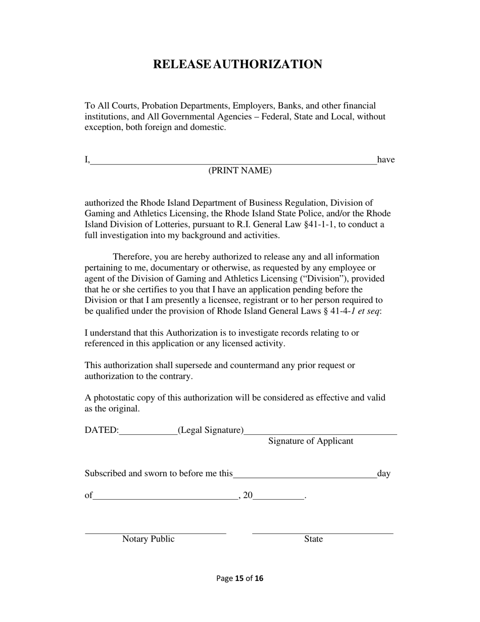 Operations Employee Application - Rhode Island, Page 15