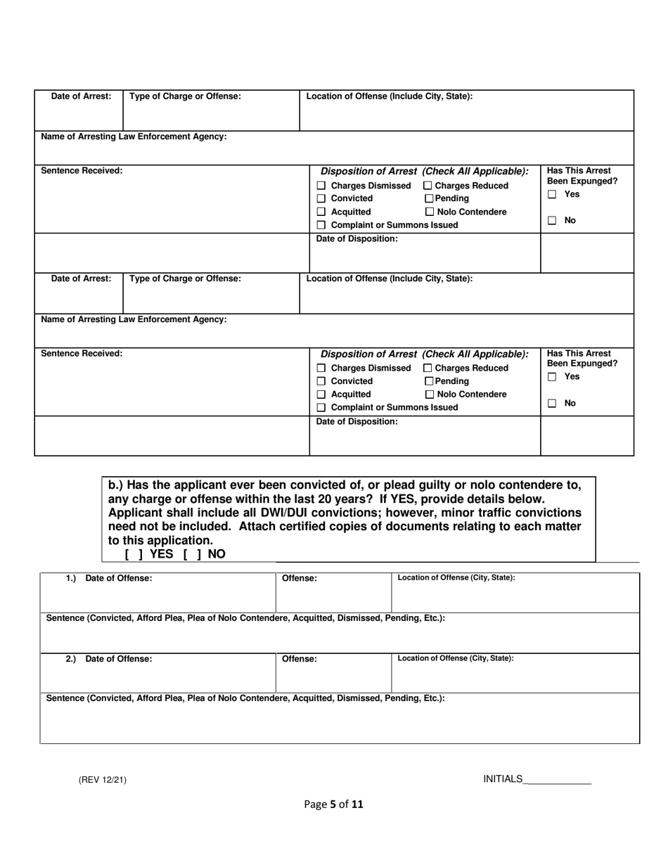 License Application for Non-facility / Vendor Employees - Rhode Island, Page 5