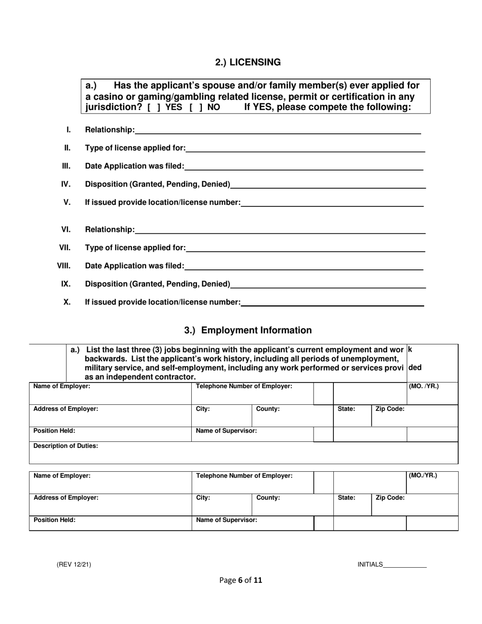 License Application for Non-facility / Vendor Employees - Rhode Island, Page 6