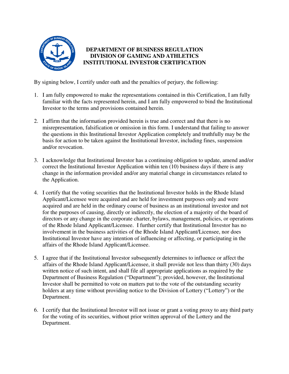 Institutional Investor Application - Rhode Island, Page 5