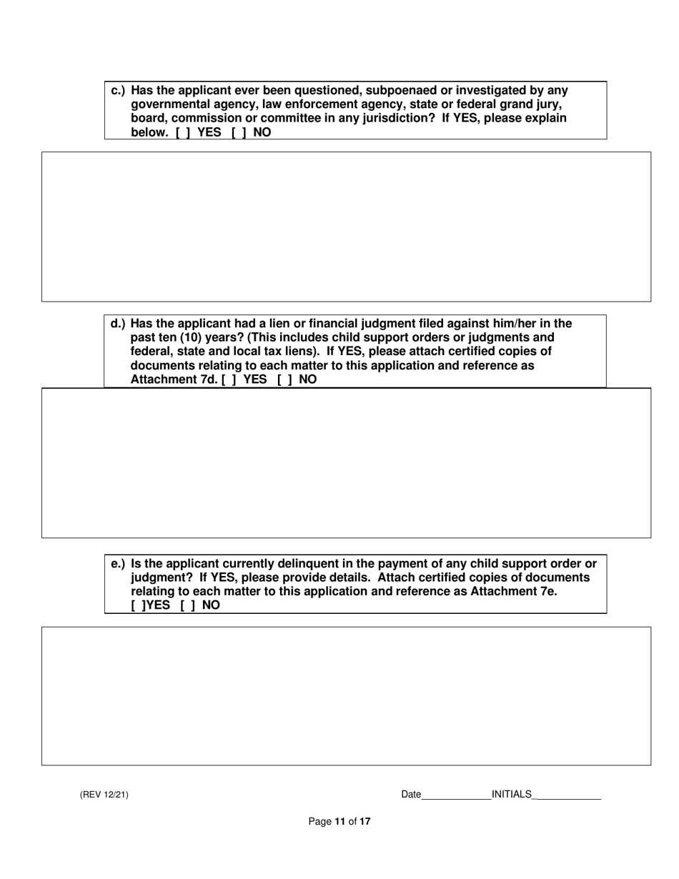 On-Facility / Vendor Gaming Employees License Application - Rhode Island, Page 11