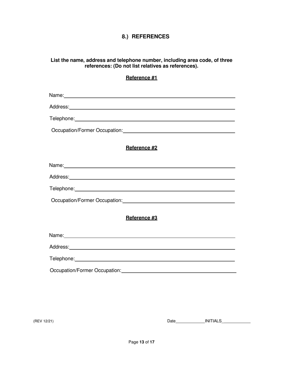 On-Facility / Vendor Gaming Employees License Application - Rhode Island, Page 13