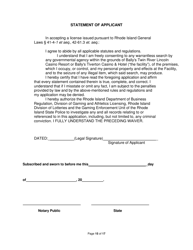 On-Facility/Vendor Gaming Employees License Application - Rhode Island, Page 15