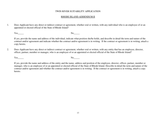 Suitability Application for Acquisition of Ownership Interest in Gaming Facility - Rhode Island, Page 13