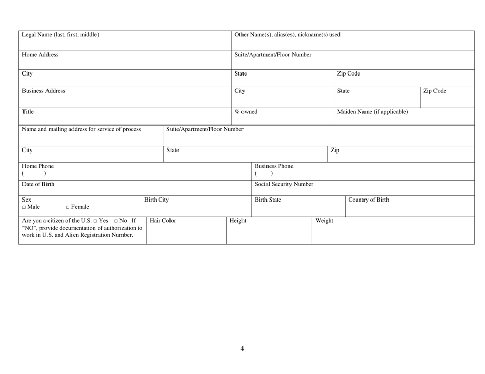 Suitability Application for Acquisition of Ownership Interest in Gaming Facility - Rhode Island, Page 4