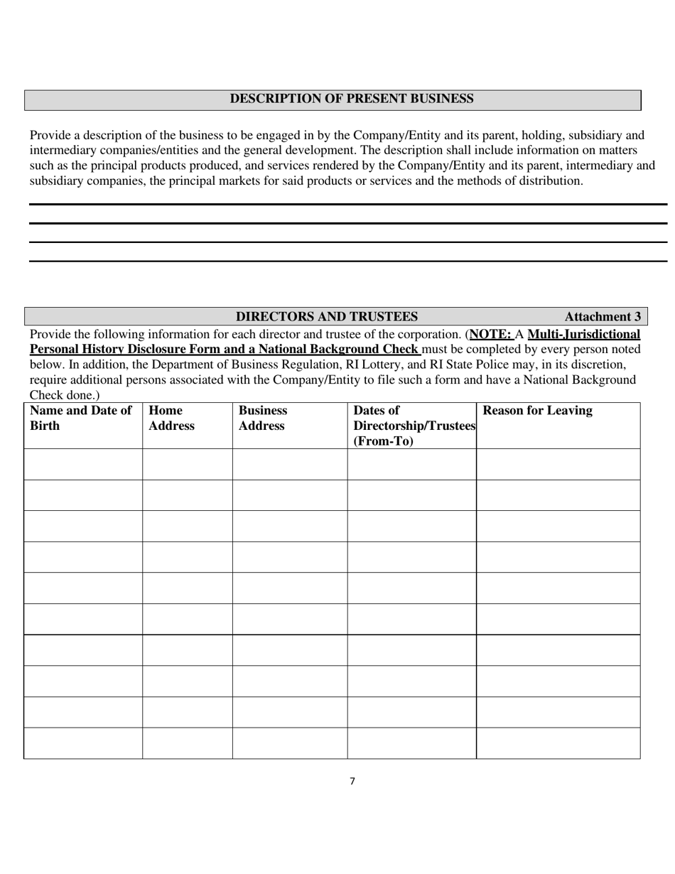 Gaming Vendor Application - Rhode Island, Page 7