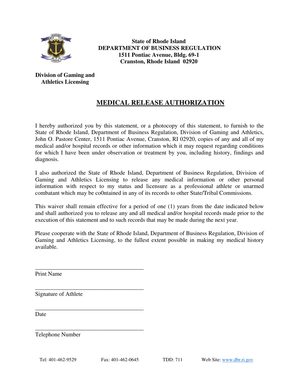 Rhode Island Medical Release Authorization Fill Out, Sign Online and