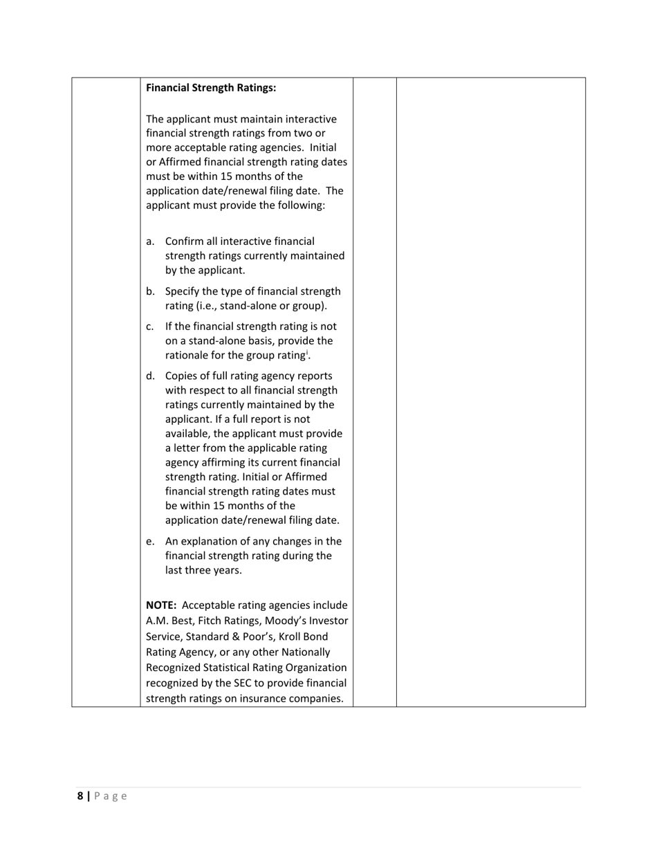 Uniform Application Checklist for Certified Reinsurers - Rhode Island, Page 8