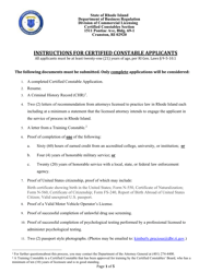 Document preview: Certified Constable Application - Rhode Island