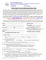 Employment and Earnings Reporting Form - Rhode Island
