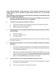 Application for Approval to Merge or Consolidate a Financial Institution Under Rhode Island General Laws 19-2-13 - Rhode Island, Page 2