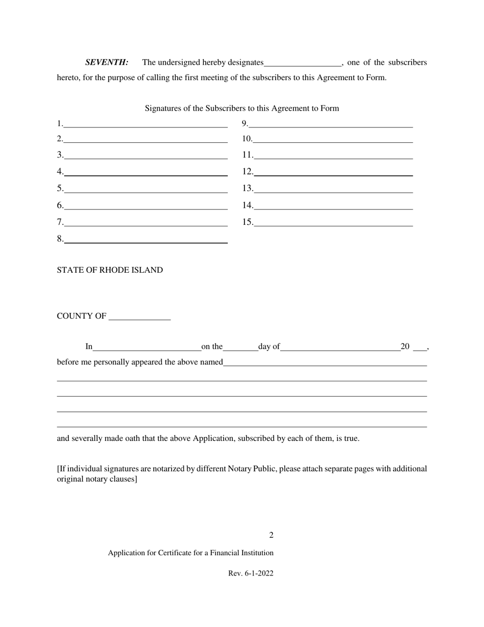 Application for Approval to Establish a Financial Institution - Rhode Island, Page 13