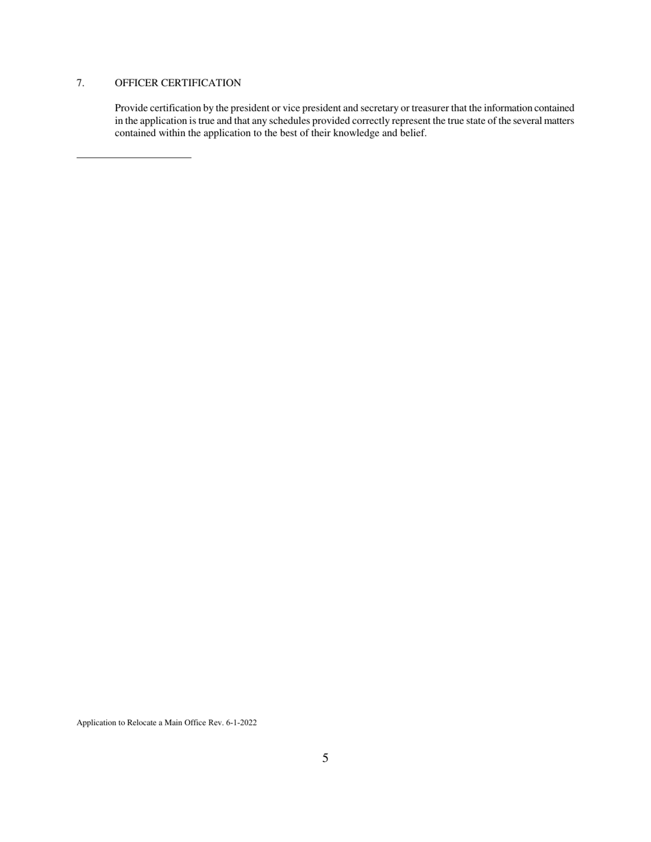 Application for Approval to Relocate a Main Office for a Financial Institution or Credit Union - Rhode Island, Page 5