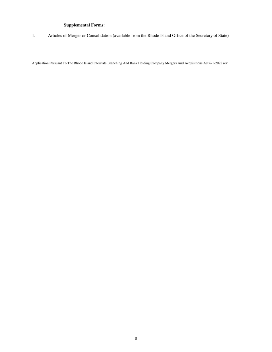 Application Pursuant to the Rhode Island Interstate Branching and Bank Holding Company Mergers and Acquisitions Act - Rhode Island, Page 8