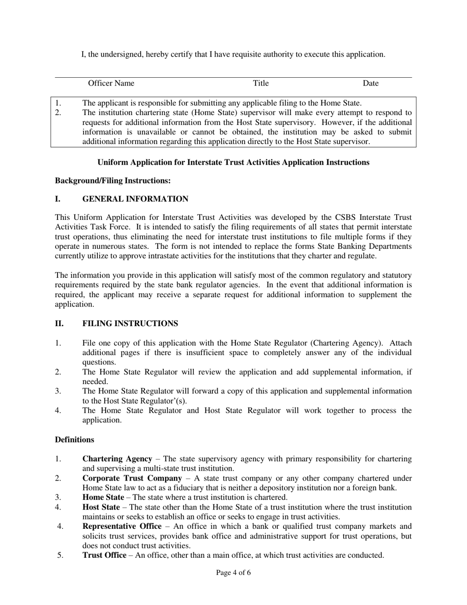 Uniform Application for Interstate Trust Activities of State-Chartered Trust Institutions - Rhode Island, Page 4