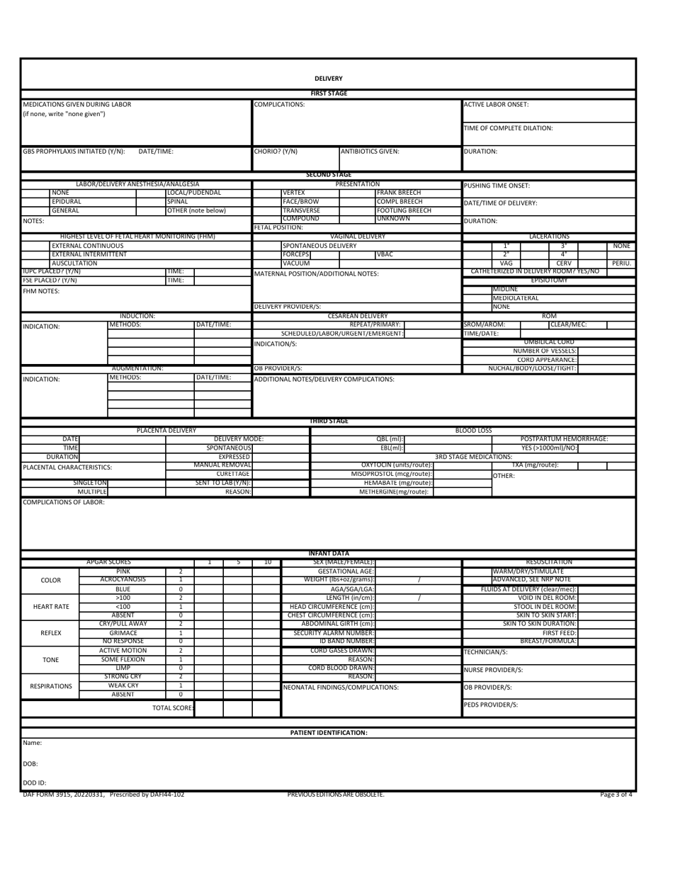 Daf Form 3915 - Fill Out, Sign Online And Download Printable Pdf 