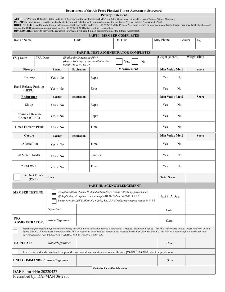 DAF Form 4446 - Fill Out, Sign Online and Download Fillable PDF ...