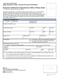 Application for/Renewal of Appointment to Office of Notary Public - Rhode Island, Page 2
