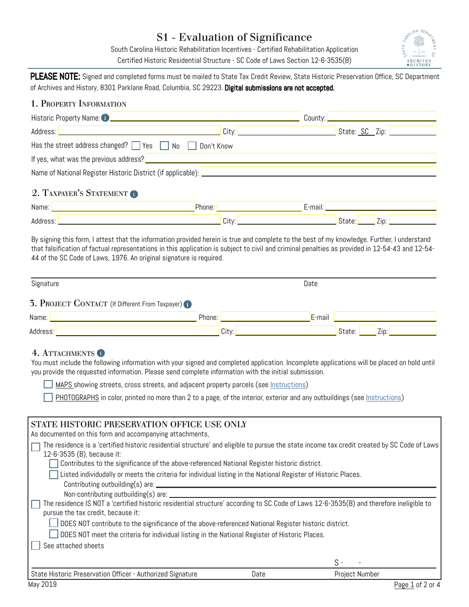 Form S1 - Fill Out, Sign Online and Download Fillable PDF, South ...