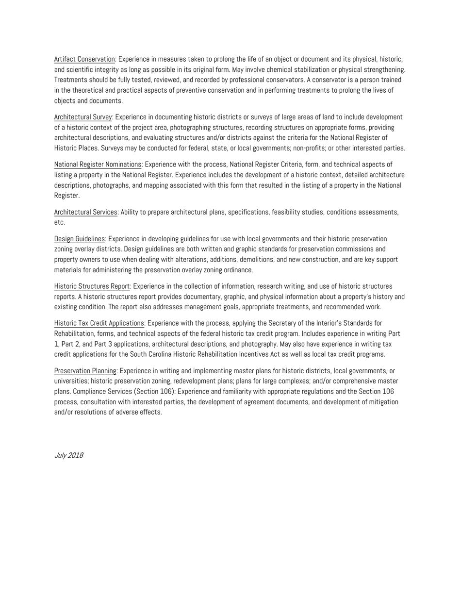 Project Professionals Lists - Information Form - South Carolina, Page 2