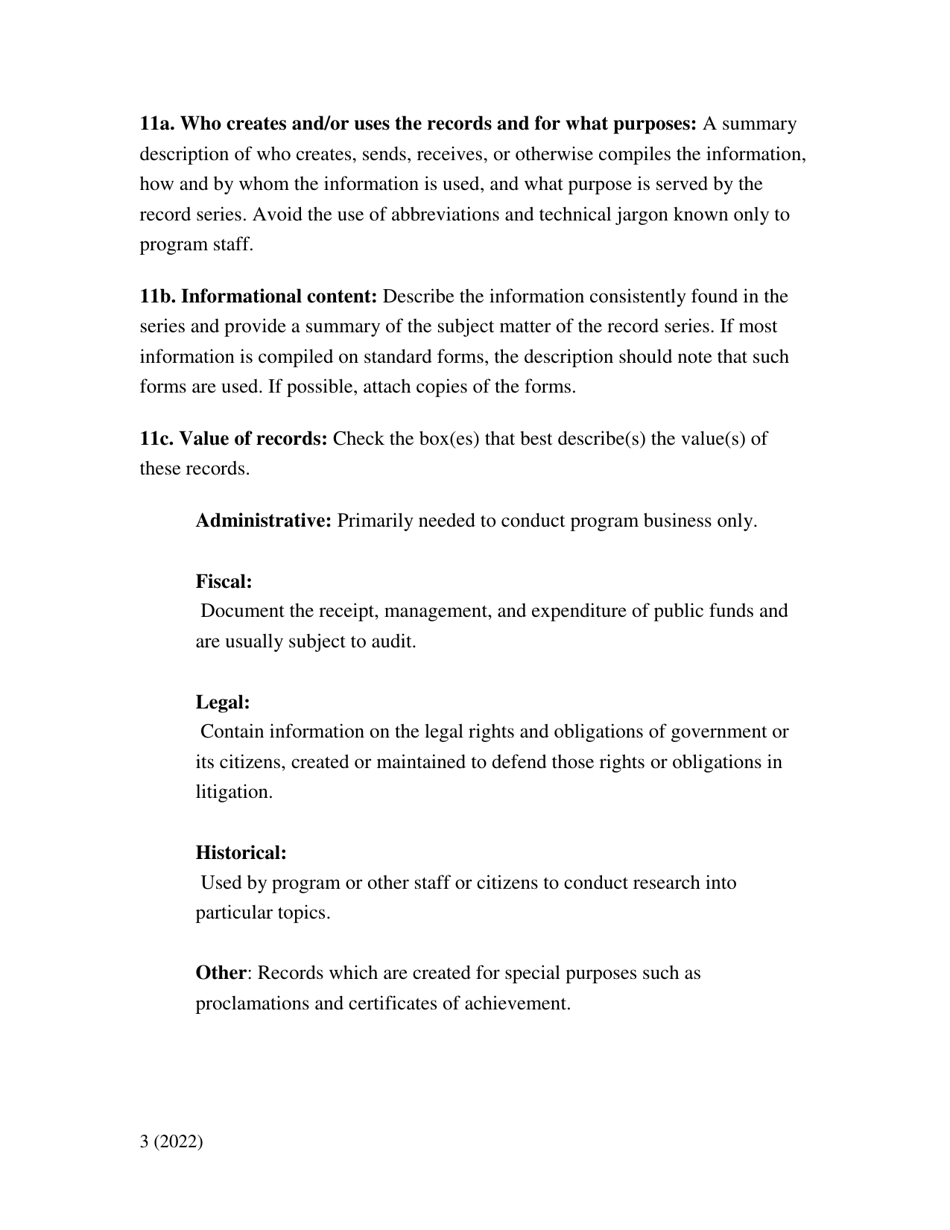 Instructions for Form ARM-1 Record Series Inventory Form - South Carolina, Page 3