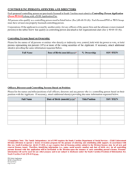 SCDCA Form PEO-01 Professional Employer Organization - Initial License Application - South Carolina, Page 4