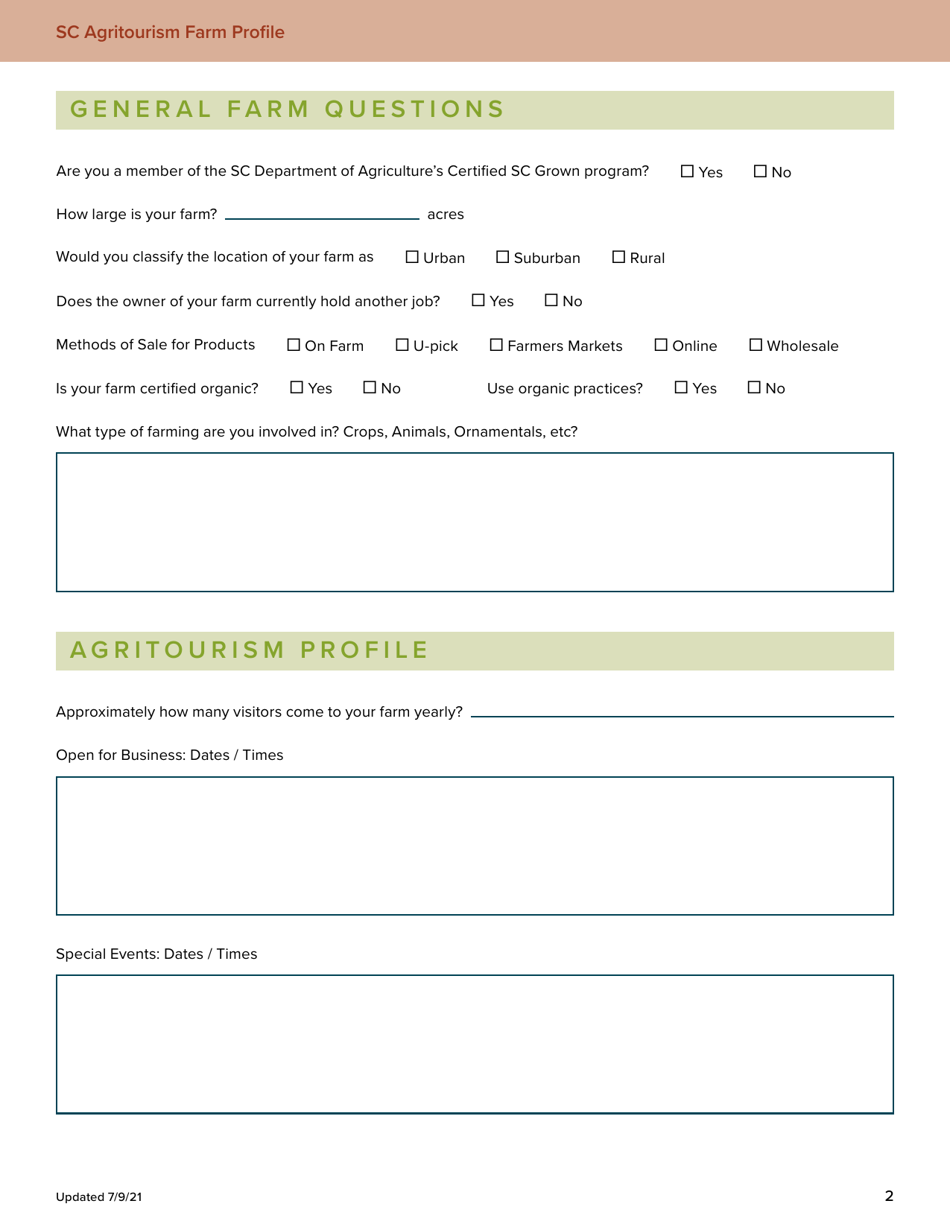 Agritourism Farm Profile - South Carolina, Page 2