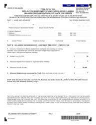 Document preview: Form 2001AC 0809 Application and Computation Schedule for Claiming Neighborhood Assistance Tax Credits - Delaware