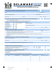 Form CLR-APP Application for Tax Clearance Certificate - Delaware, Page 2