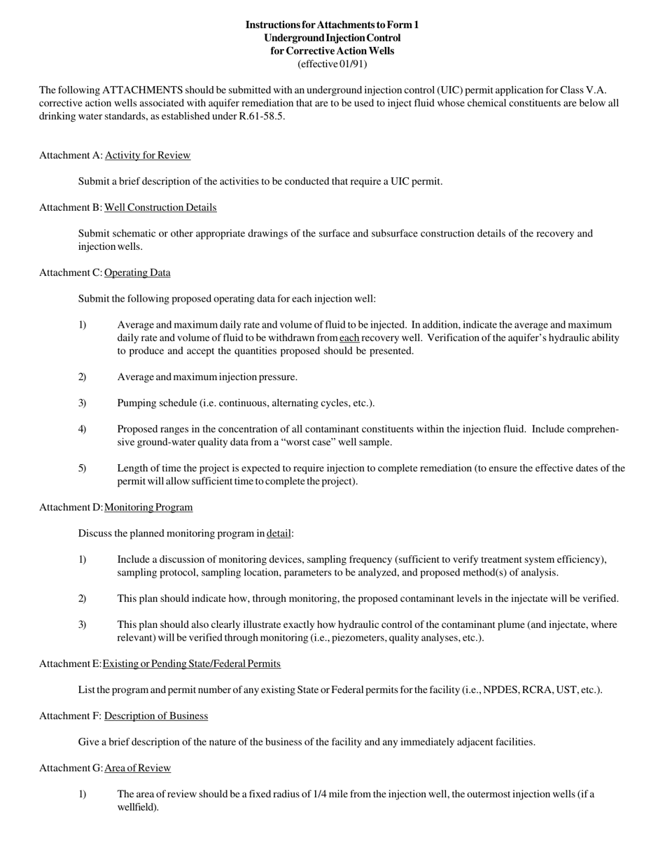 Instructions for Form 1 Underground Injection Control for Corrective Action Wells - South Carolina, Page 2