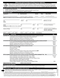 Form 22-132229 (FM-075) &quot;Lifetime Recreational Hunting and Fishing License Application&quot; - South Carolina
