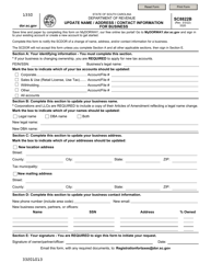 Form SC8822B Update Name / Address / Contact Information for Business - South Carolina