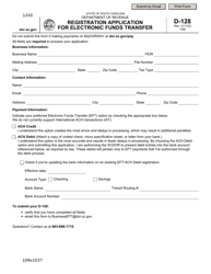 Form D-128 Registration Application for Electronic Funds Transfer - South Carolina