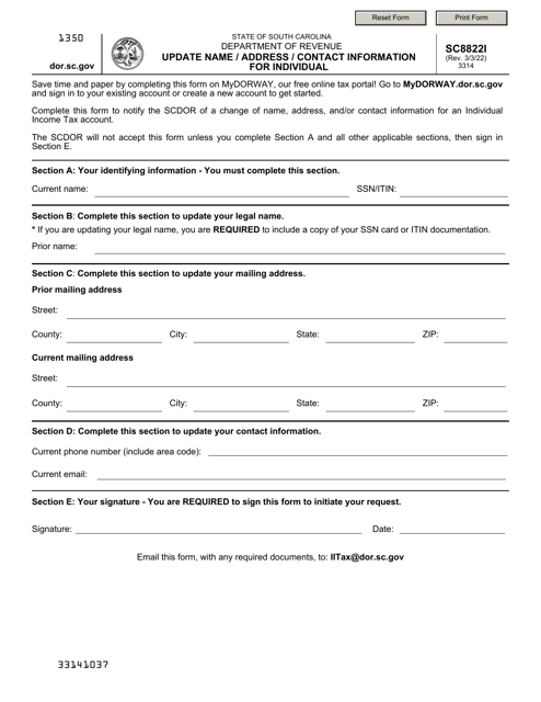 Form SC8822I  Printable Pdf