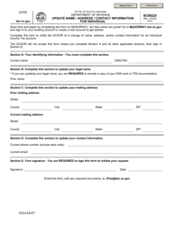 Form SC8822I Update Name/Address/Contact Information for Individual - South Carolina