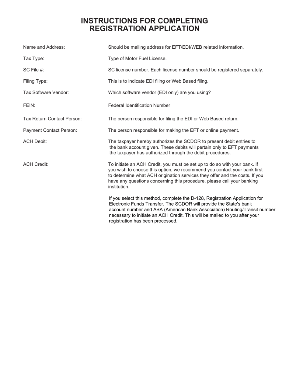 Form D-155 Registration Application - Motor Fuel Edi or Web Based Filing Electronic Funds Transfer (Eft) - South Carolina, Page 2