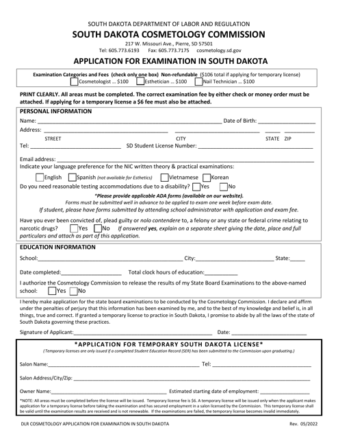 Application for Examination in South Dakota - South Dakota