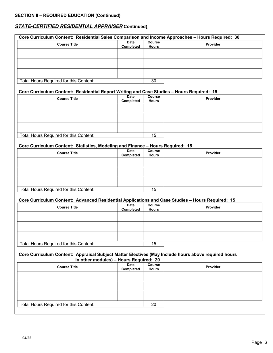 SD Form 0051 Application for State-Certified General / Residential, Licensed, or Registered Appraiser - South Dakota, Page 6