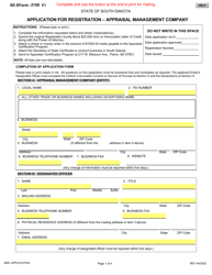 SD Form 2160 Application for Registration - Appraisal Management Company - South Dakota