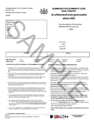 Form MDJS617 Summons for Summary Case Non-traffic - Sample - Pennsylvania (English/Nepali)