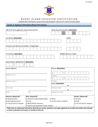 Career and Technical Education Preliminary Certificate Application Form - Rhode Island, Page 5