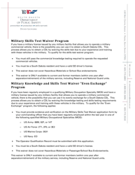 &quot;Application for Military Knowledge &amp; Skills Test Waiver Even Exchange Program&quot; - South Dakota