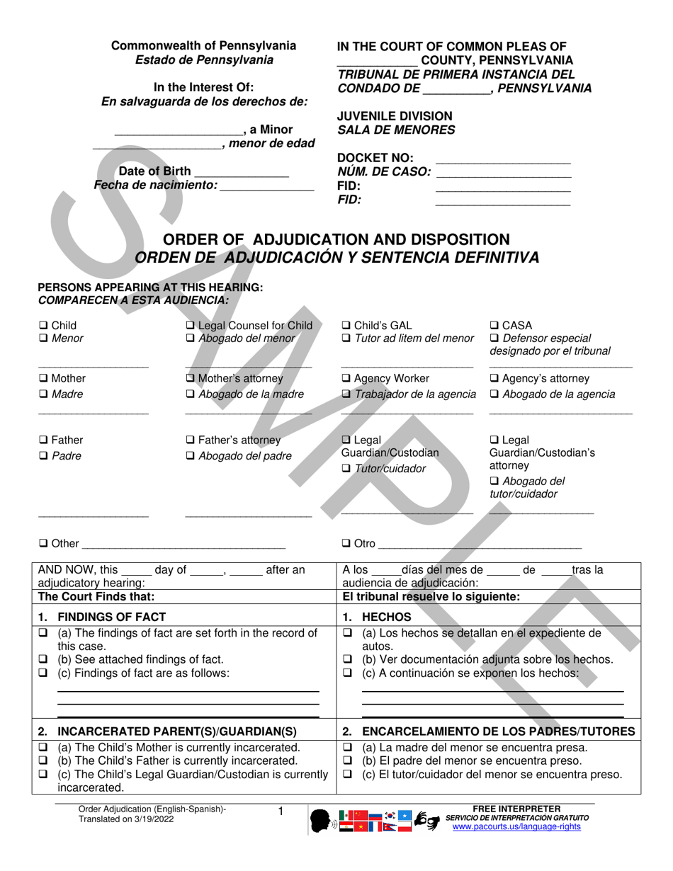 pennsylvania-order-of-adjunction-and-disposition-sample-english