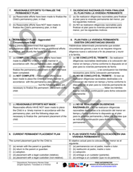 Dispositional/Permanency Review Order - Sample - Pennsylvania (English/Spanish), Page 4